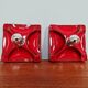 Pair of Space Age wall sconces in red ceramic, 1970.