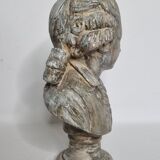 Bust of a young aristocrat in reconstructed stone, old stone patina, 32 cm