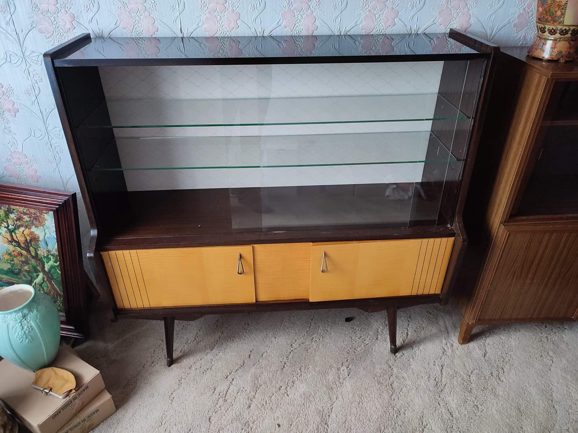 Old showcase buffet furniture vintage scandinavian wood