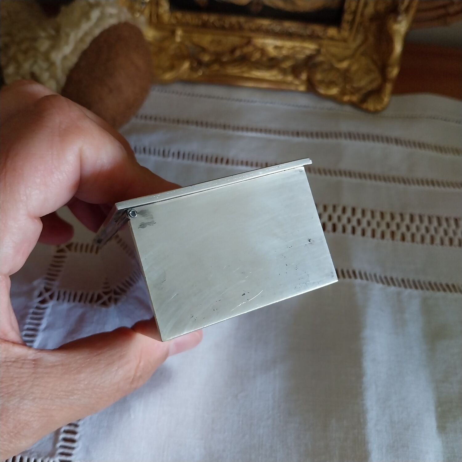 Antique silver metal jewelry box