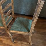 4 antique chairs with green velvet upholstery