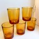Lot de 5 grands verres à eau ambrés années 70