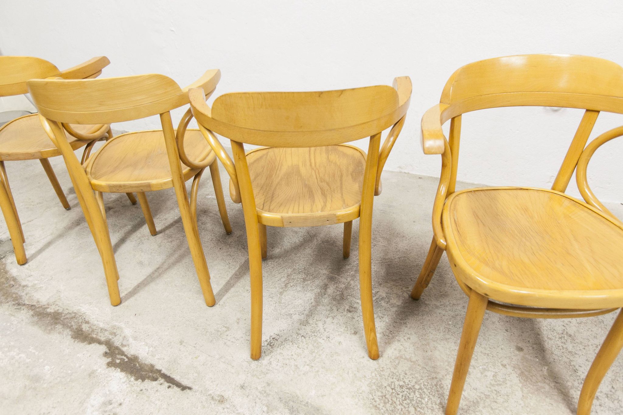 Set of 4 bistro armchairs with armrests from the 1960s.