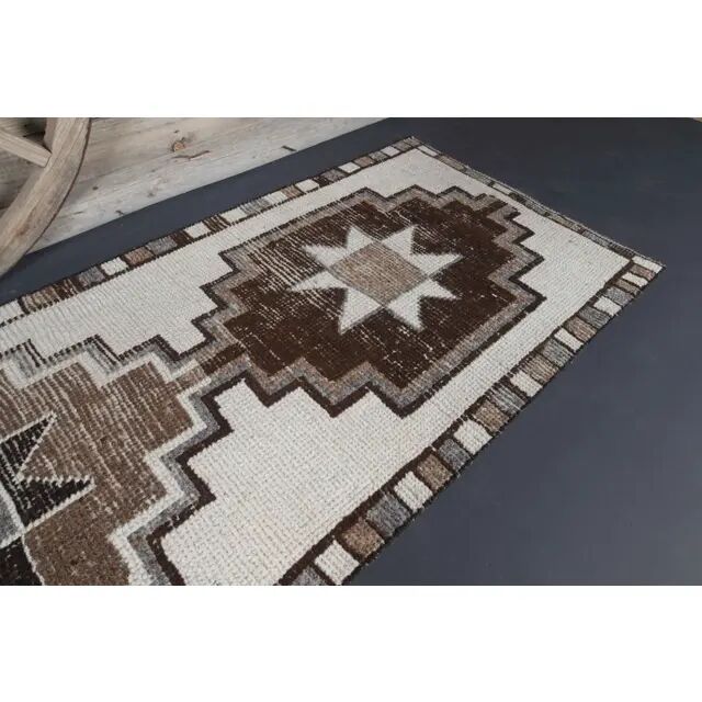 Tapis couloir en laine Oushak turc vintage des années 1970, 97x323.