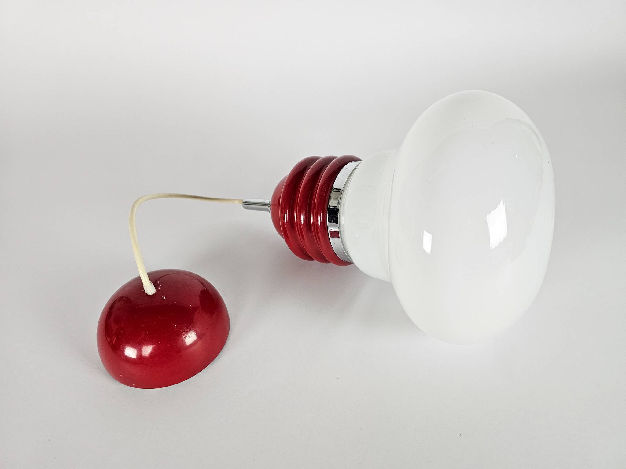 Tronconi - Enrico Tronconi - 'Bulb lamp' -  opaline - chroom - Italie - 1970's