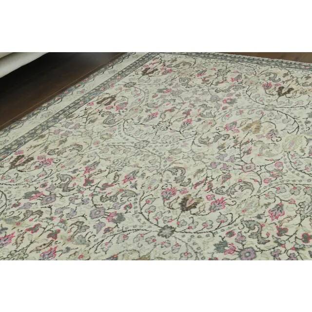 1970s Vintage Turkish Oushak Handmade Wool Cotton Cream Area Rug 165x206