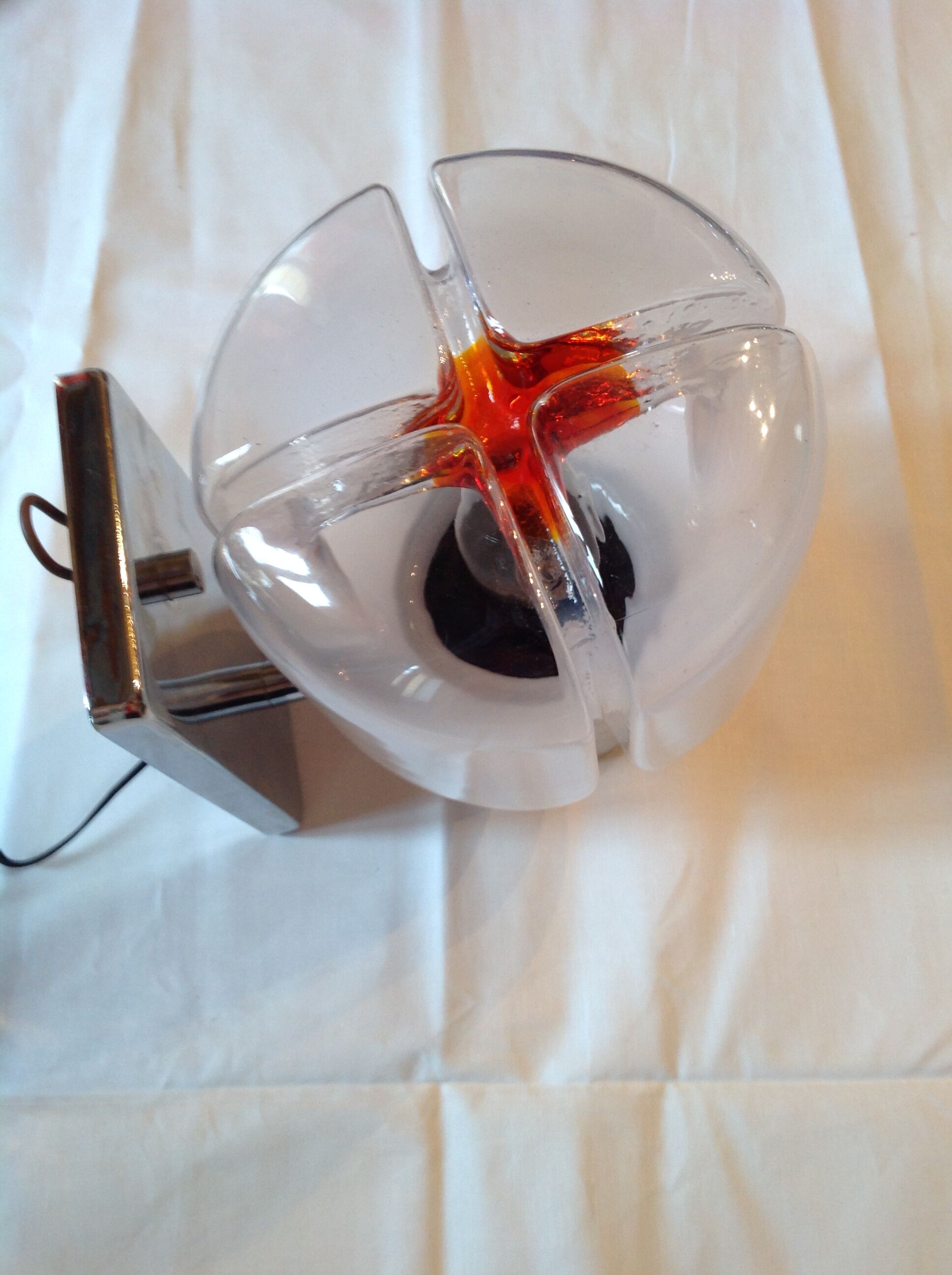 Chrome wall light with globe in Murano, year 70