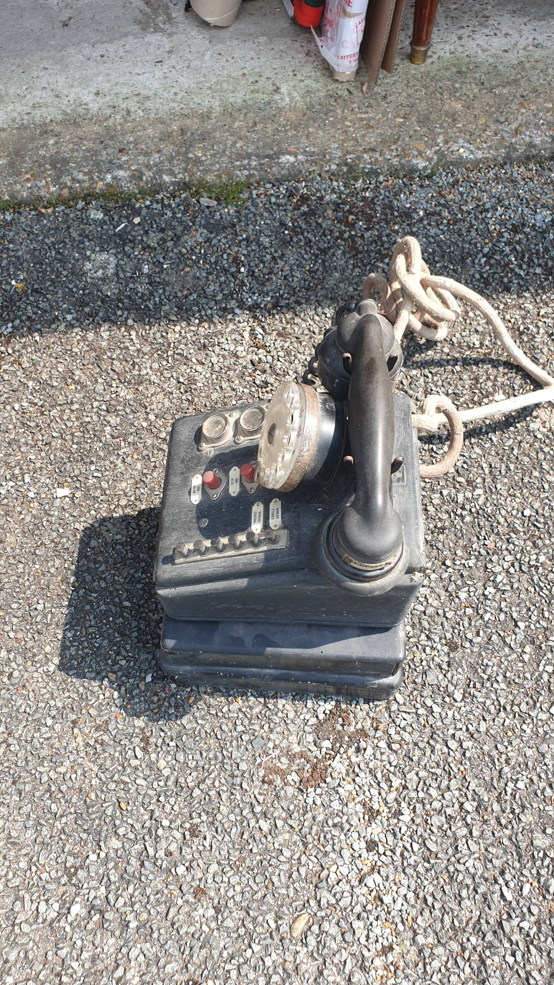 Wood and Bakelite telephone