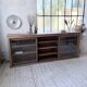 XXL 3m pine and oak display cabinet with glass doors