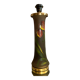 Pied de lampe en verre teinté à décor végétal émaillé