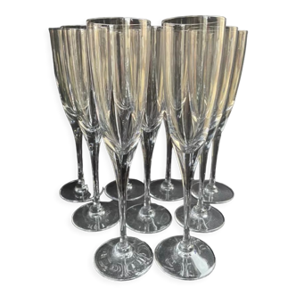 9 flûtes à champagne cristal uni