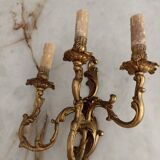 Wall lamp 3 candlestick candlesticks in electrified brass