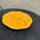 Flat plate, for 8 eggs in glazed ceramic slurry vintage yellow slip