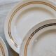6 plates vintage ivory faience with gold trim