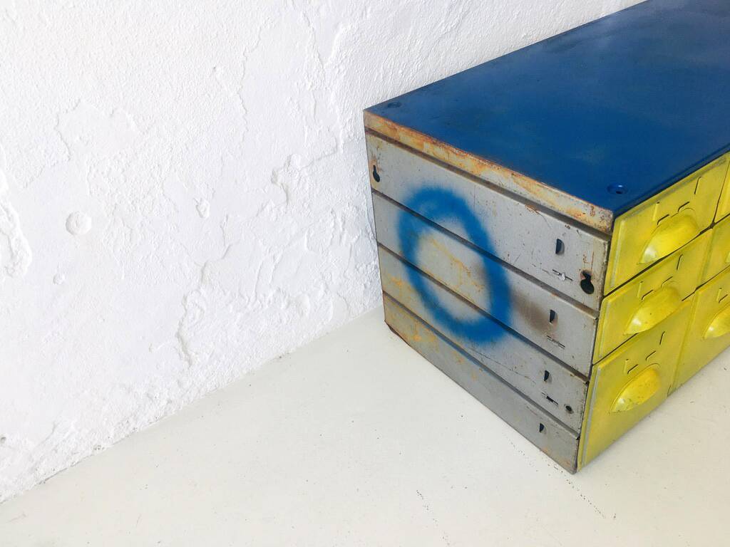 Set of vintage industrial metal drawers