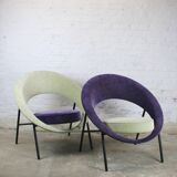 Pair of Burov "44" or "Saturne" armchairs by Geneviève Dangles and Christian Defrance