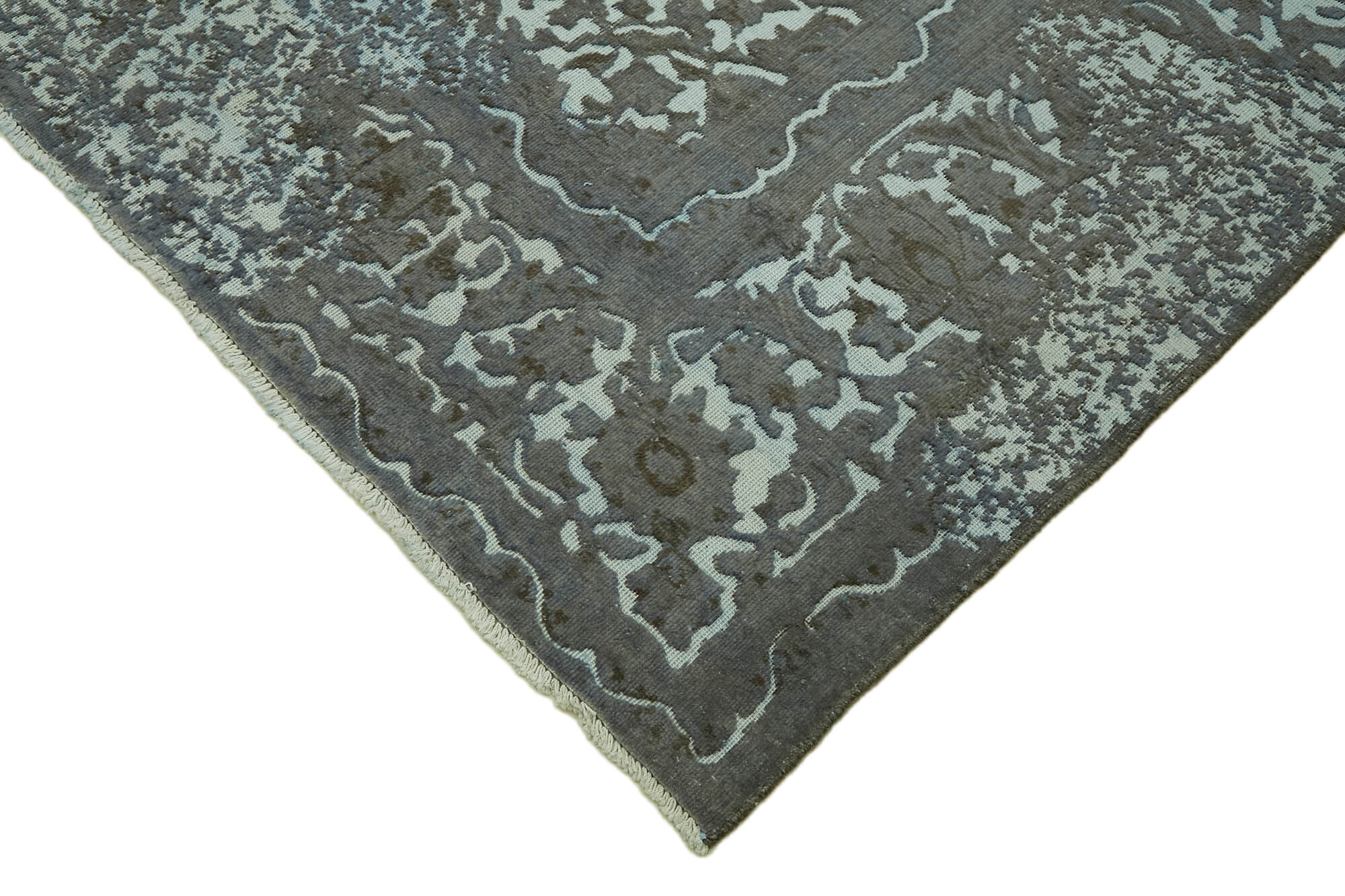 Handmade turkish unique 1980s 270 cm x 370 cm grey wool carpet