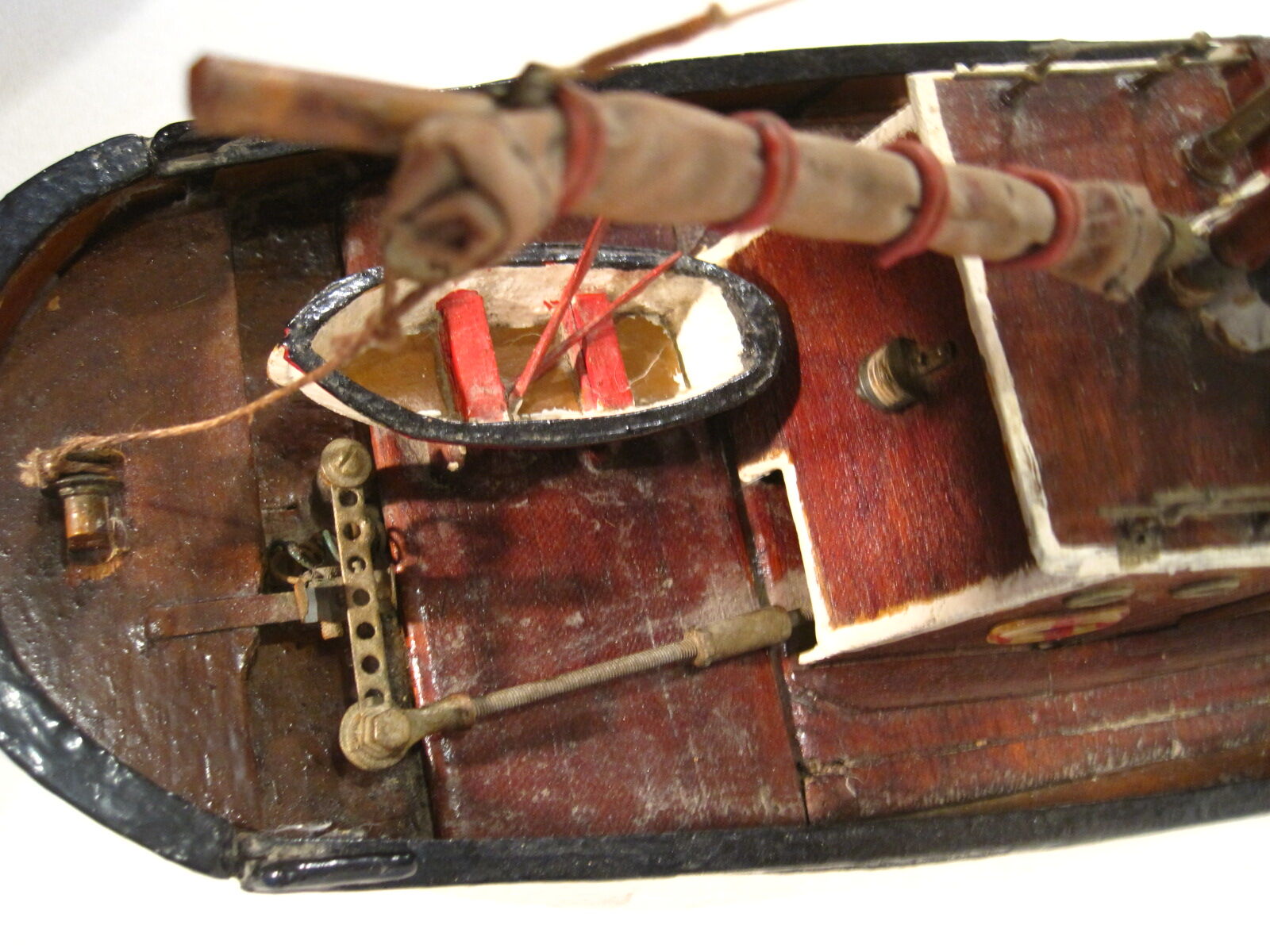 Artisanal wooden model, basin boat, motor toy, fishing trawler