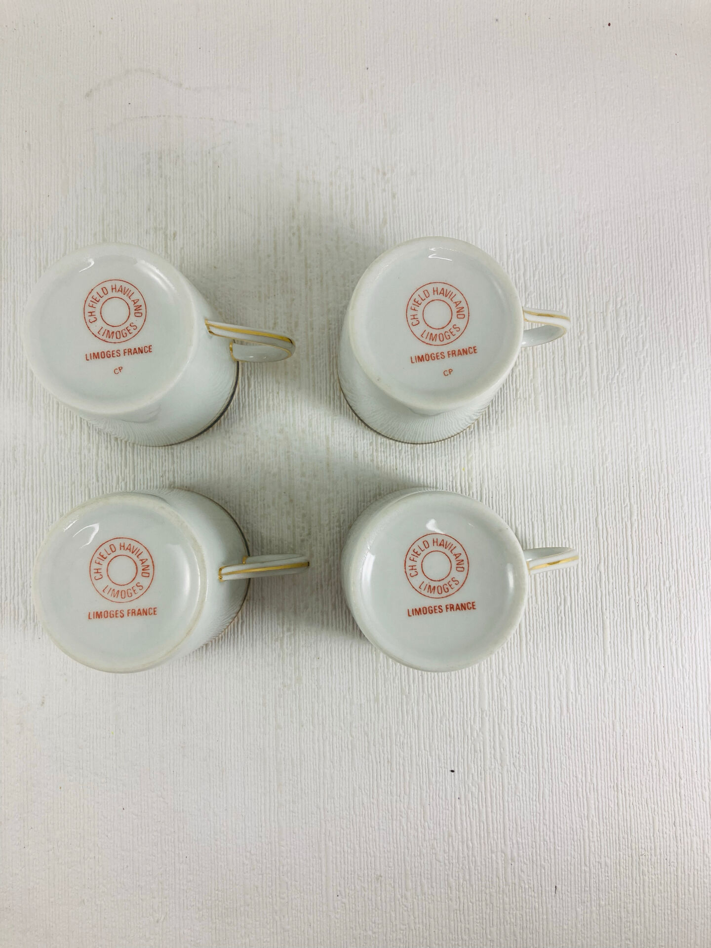 4 Cups and Saucers for Coffee Haviland Model Ambassade (blue rim)