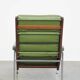 Green Cowhide Leather and Wooden Vintage Armchair