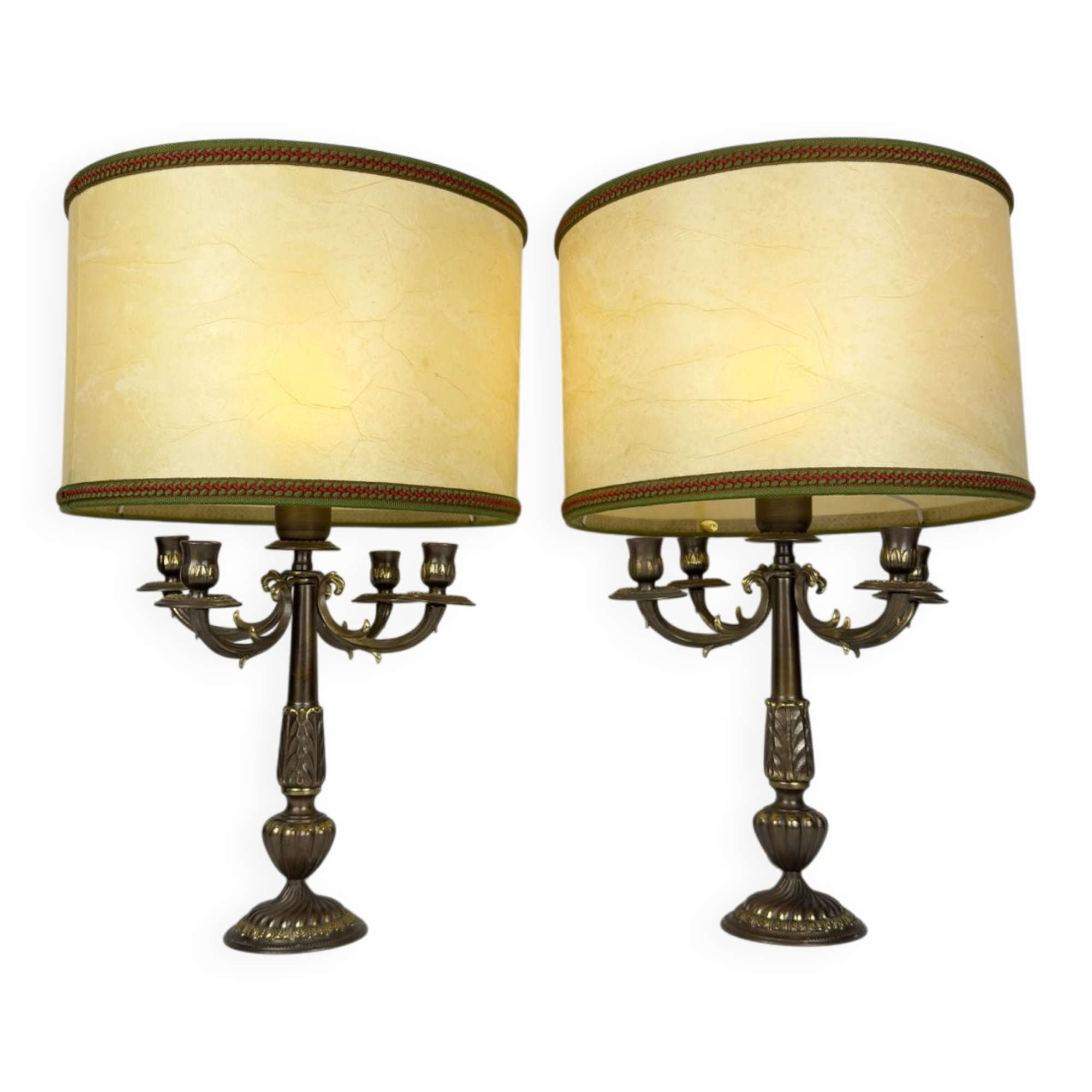 Vintage large table lamps in bronze, Italy, 1950s, set of 2