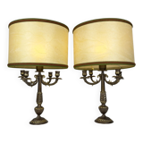 Vintage large table lamps in bronze, Italy, 1950s, set of 2