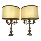 Vintage large table lamps in bronze, Italy, 1950s, set of 2