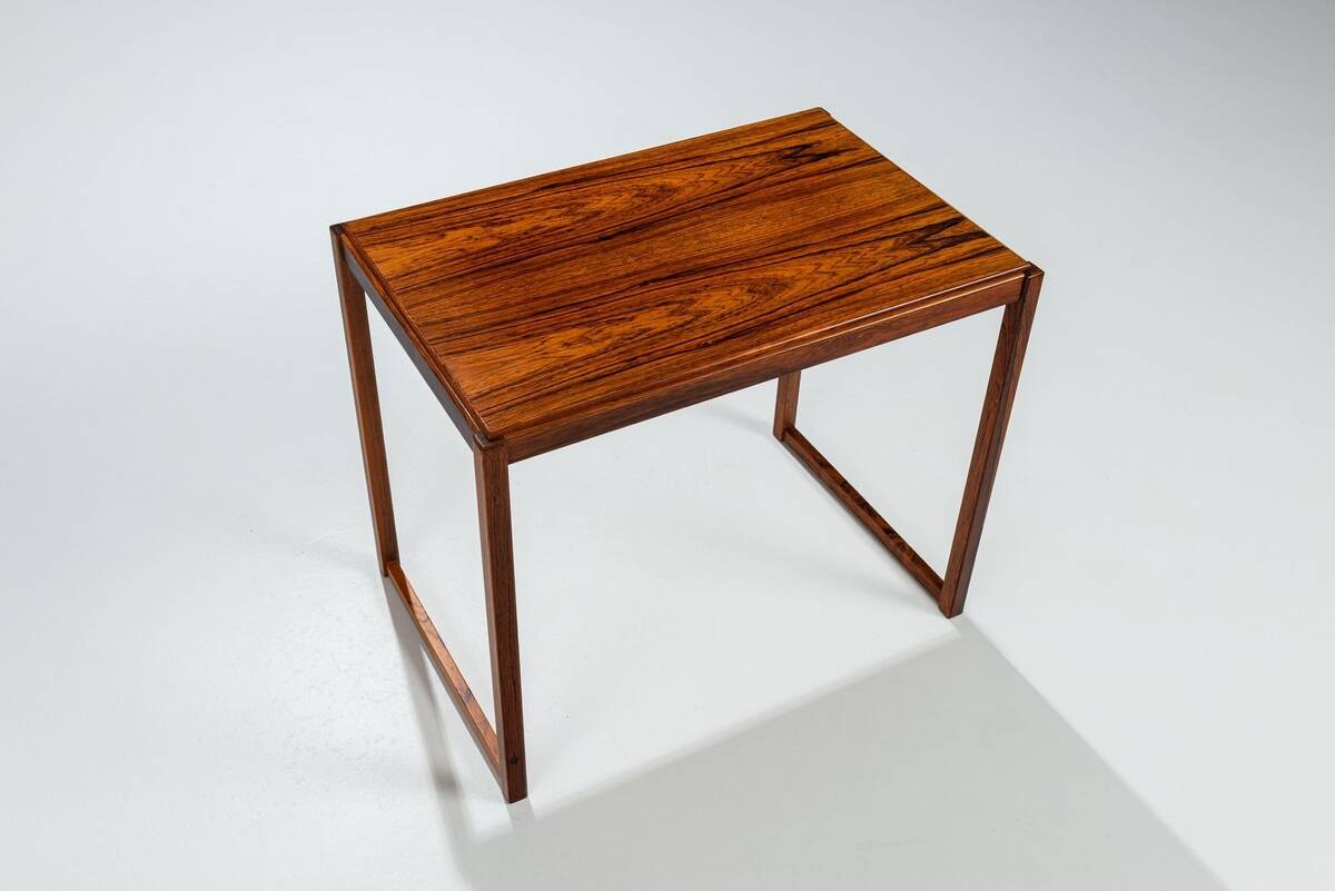 Sled legged pair of rosewood side tables mid-century Denmark 1960