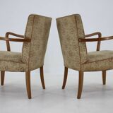 1940s Pair of Oak Armchair , Czechoslovakia