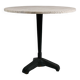 Vintage travertine bistro/dining table, solid metal base. (A)