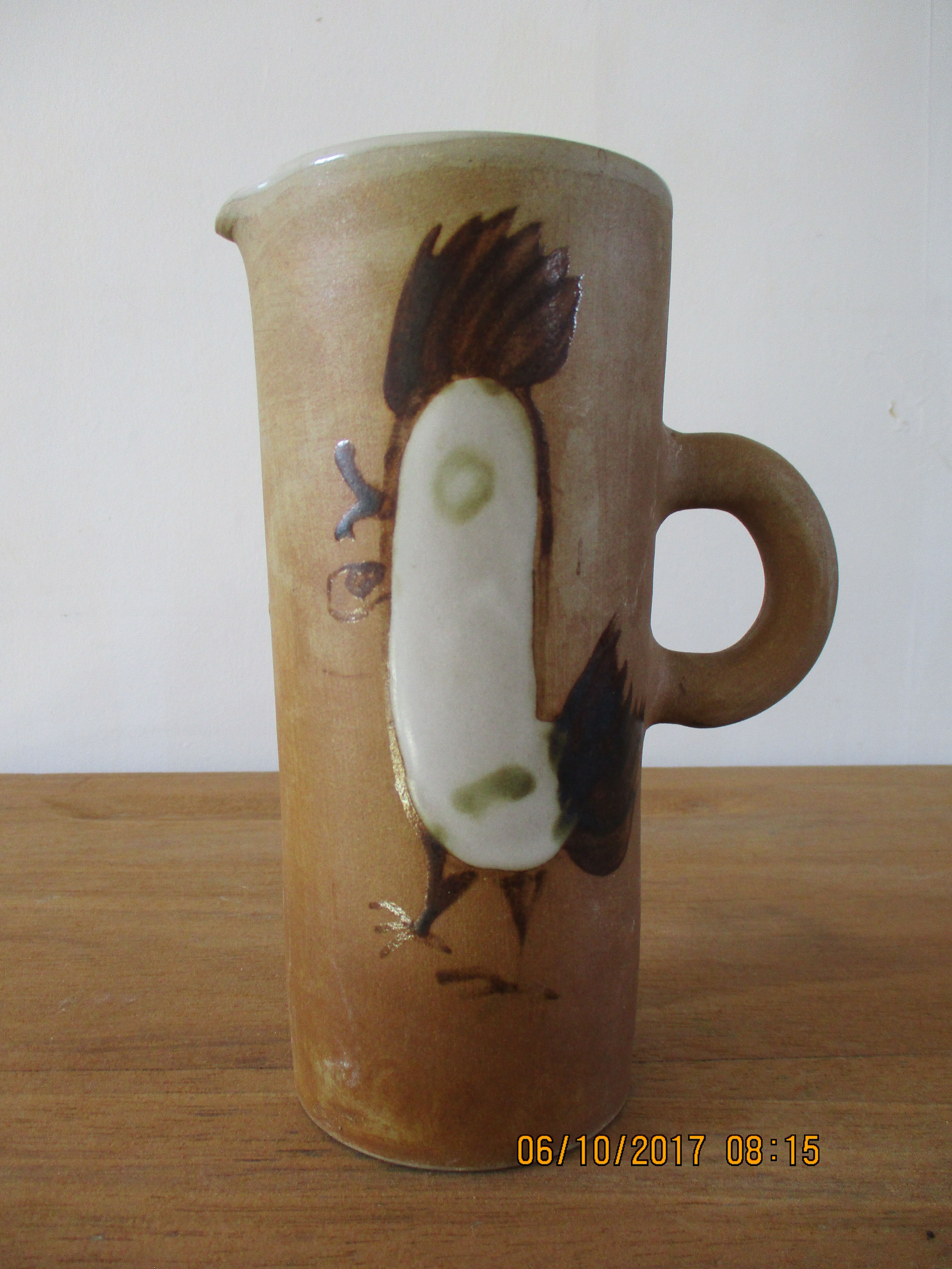Ceramic jug jug decanter signed La Colombe 70s
