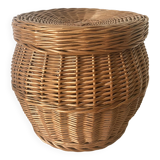 Rattan storage pouf 60s -70s