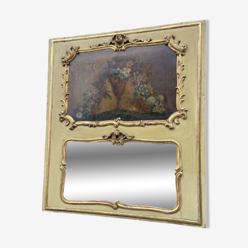 Trumeau & early 19th century painting in gilded wood.