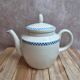 Antique teapot Terre de Fer Opaque from Sarreguemines – Blue checkerboard frieze
