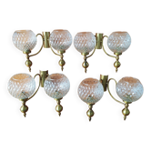 Set of 4 vintage glass globe wall lights