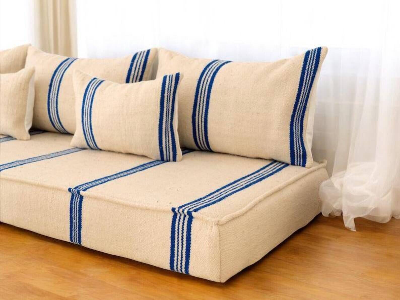 Handmade Moroccan Boujaad Kilim Floor Sofa