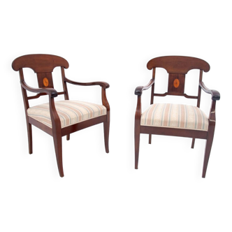 A pair of antique armchairs from around 1860, Northern Europe.