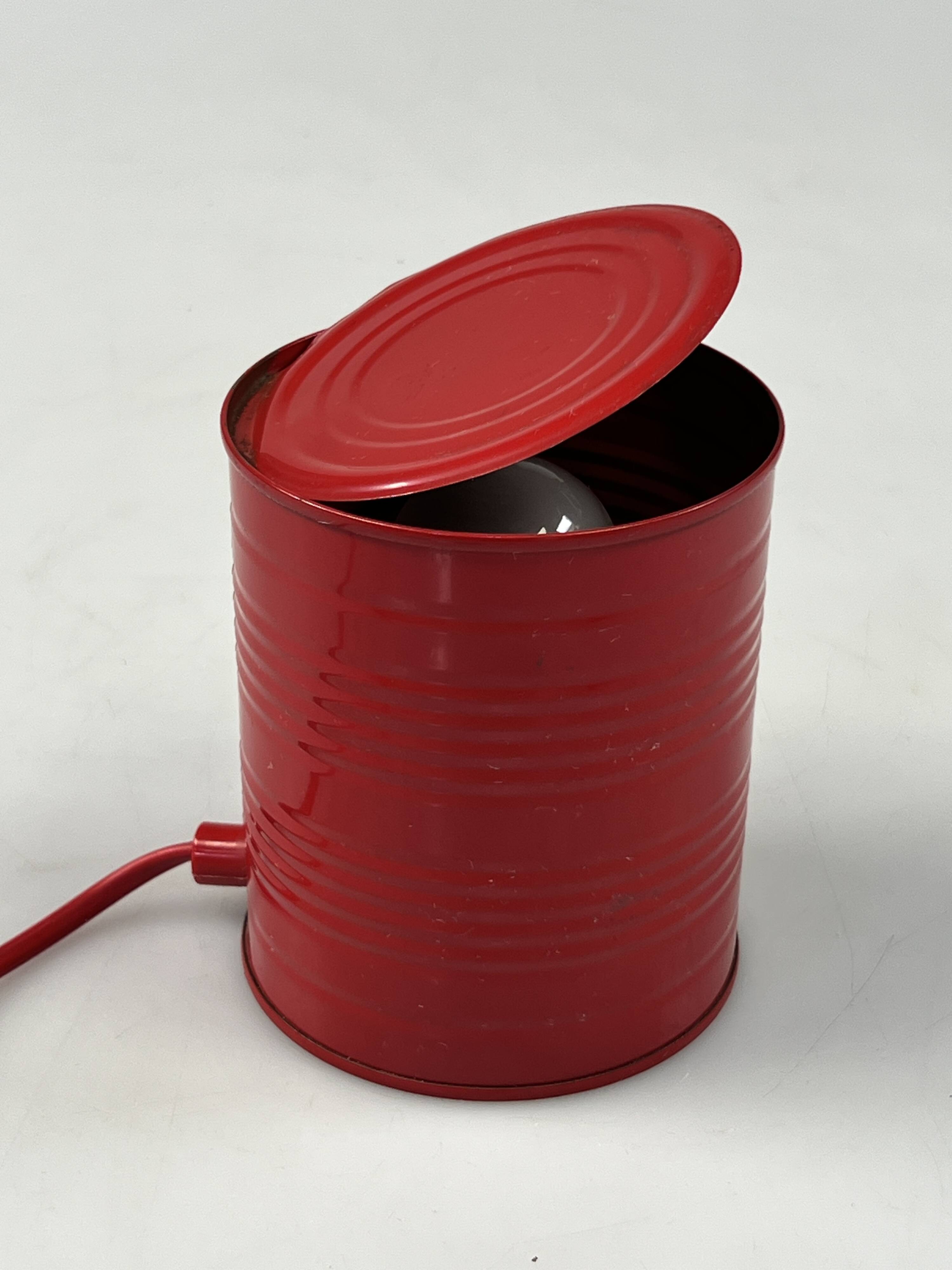 Vintage Red Tin Can Lamp, Ad Van Berlo, Vrieland Design, 1980s