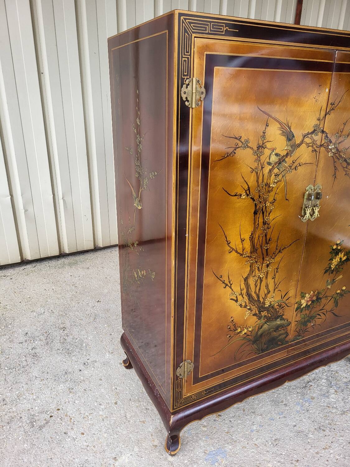 Chinese lacquered TV cabinet L 1m H 1.34m D 0.50m