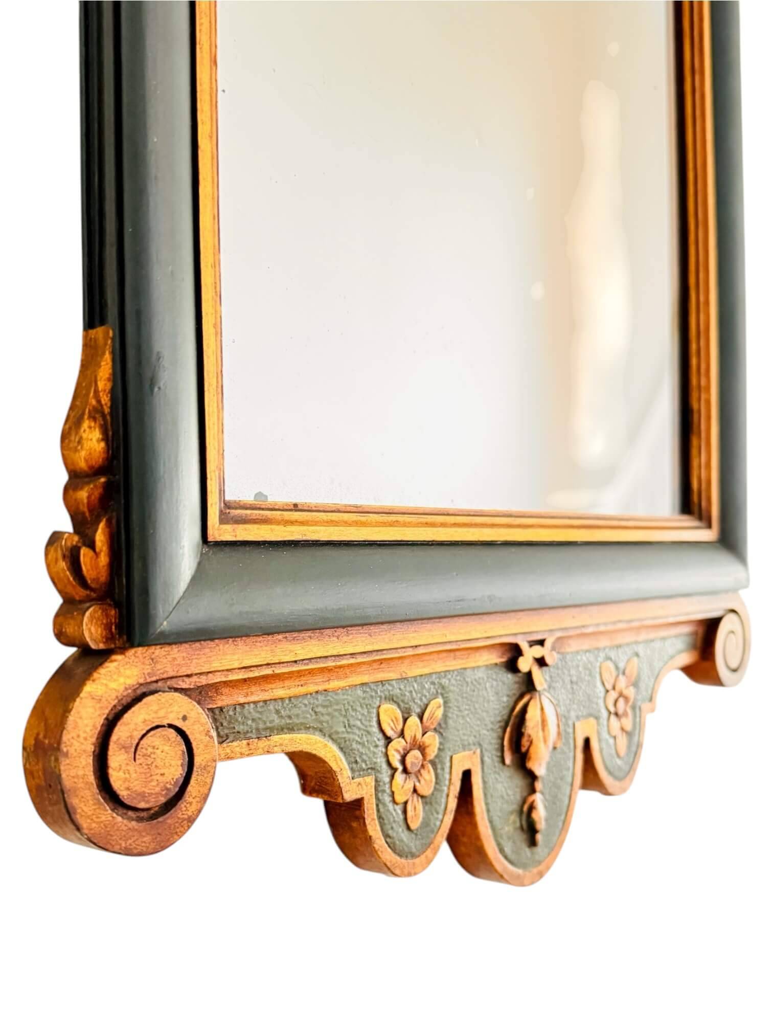 Antique full-length wall mirror in carved wood