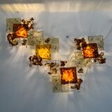 Modernist Venini Patchwork Hand Blown Panel by Toni Zuccheri from 70s