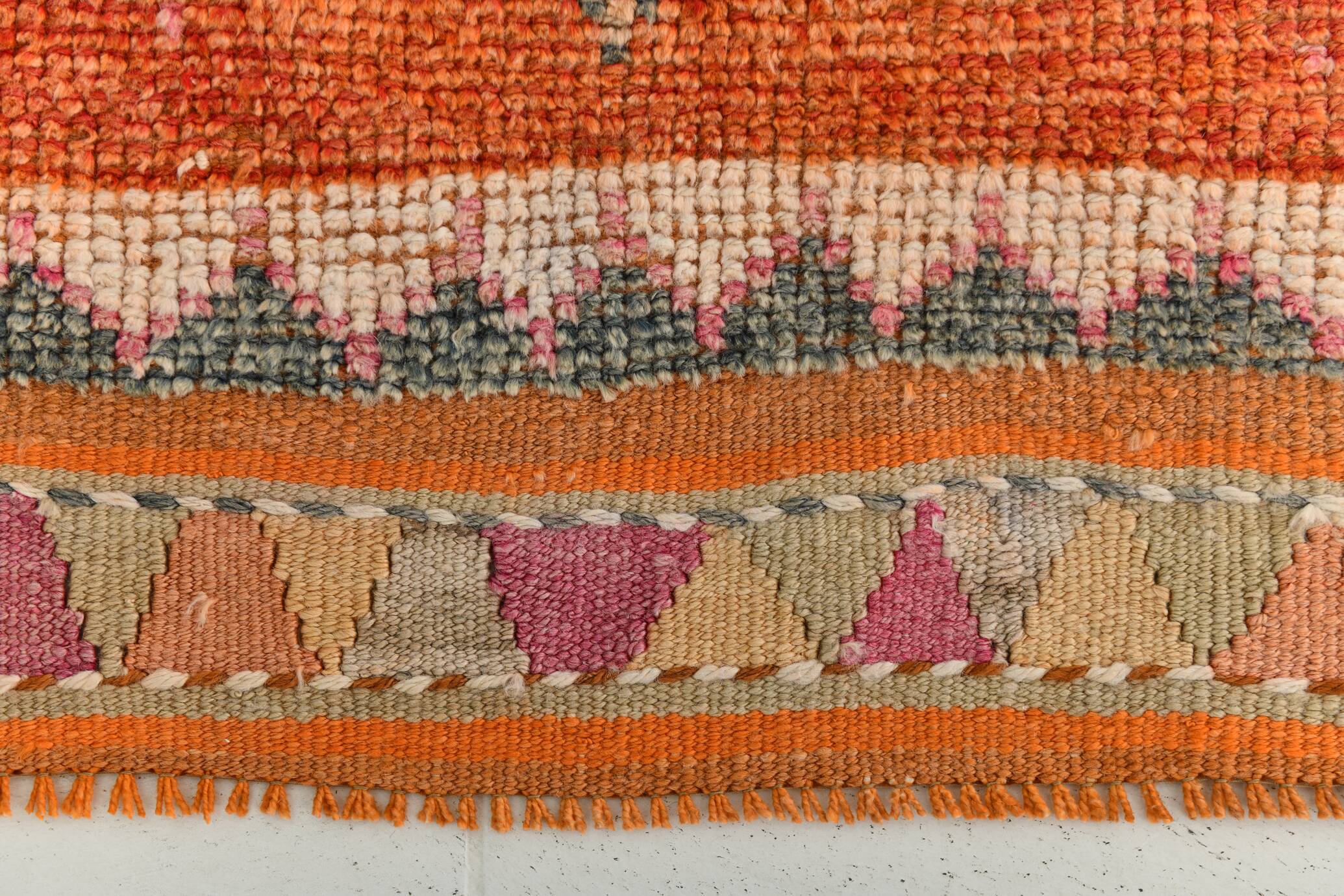 3x11 Burnt Orange Handknotted Hallway Rug, Turkish Vintage Runner Rug