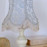 Victorian silk and alabaster table lamp