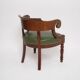 Louis Philippe gondola office chair green leather and wood