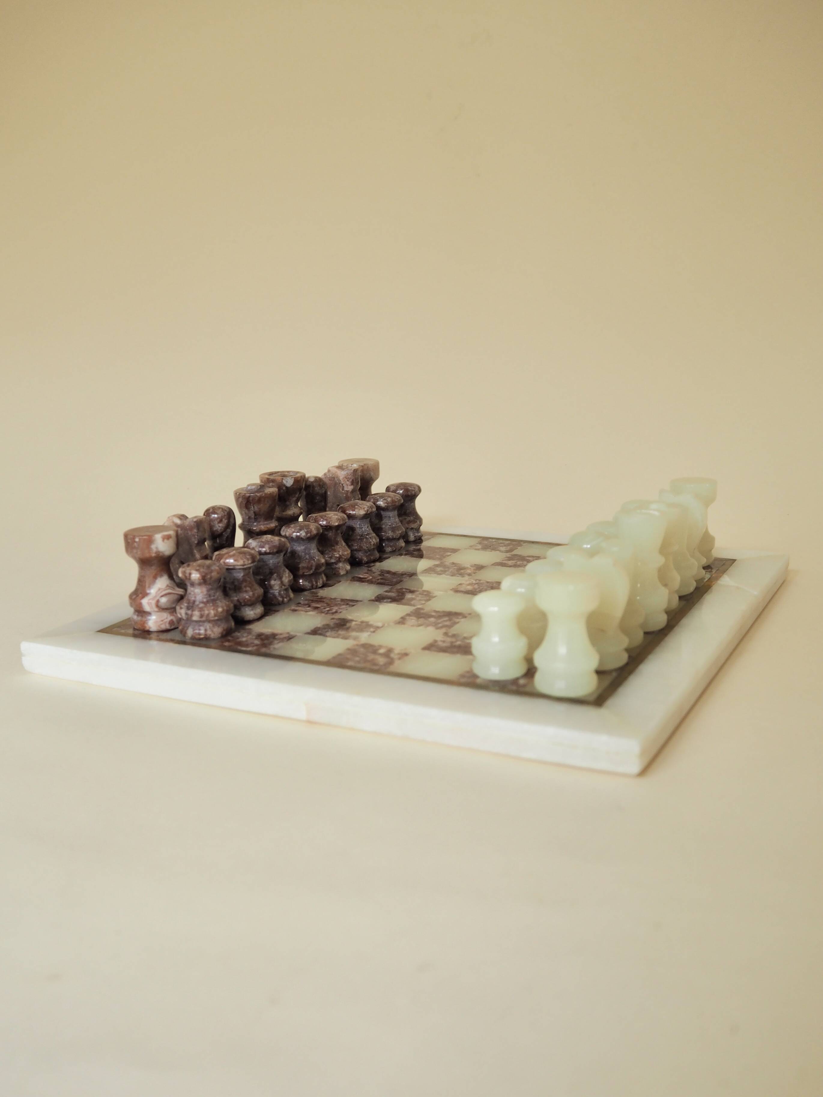 Onyx and marble chess set