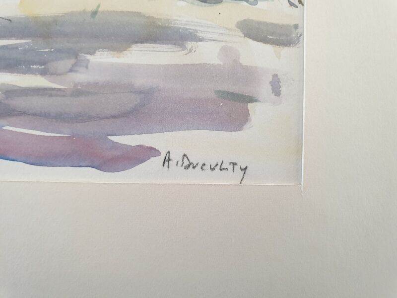 André Duculty (1912-1990) Watercolor on paper "Santa Caterina Del Sasso, Lake Maggiore, Italy" Signed