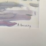 André Duculty (1912-1990) Watercolor on paper "Santa Caterina Del Sasso, Lake Maggiore, Italy" Signed