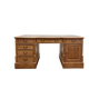 Bureau en teck anglais classique avec cuir marron