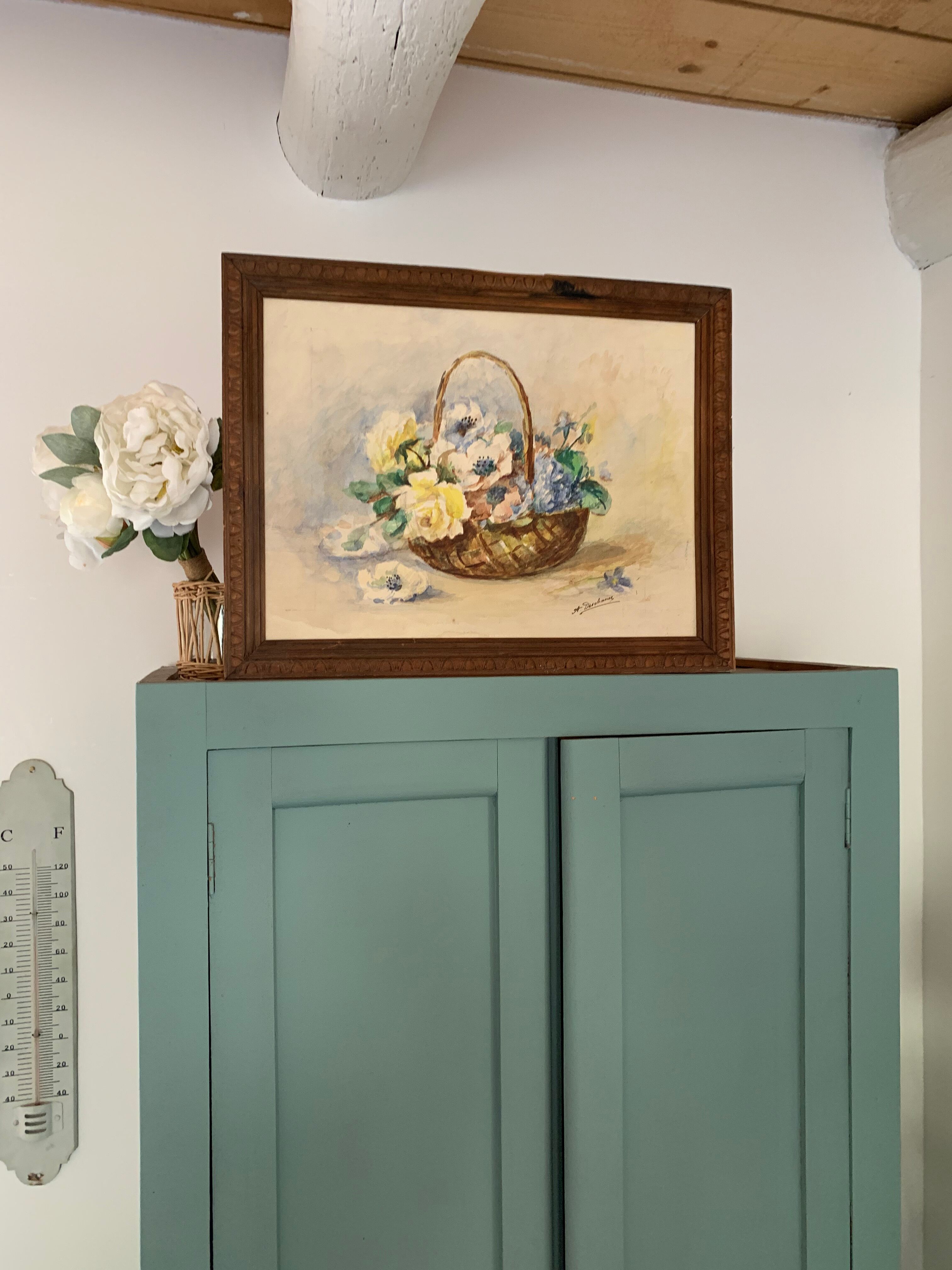 Watercolor in its wooden frame