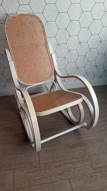 Rocking-chair "vintage" white and canning.